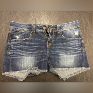 Buckle Jean short. Size 28. distressed look. dark blue